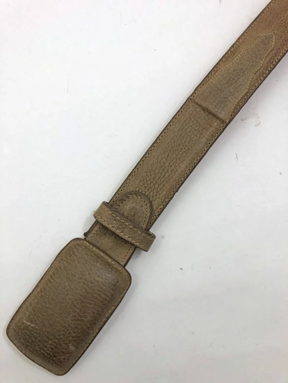 Texas Country Western Belt Tan w/Light Green Tints Leather Covered Buckle